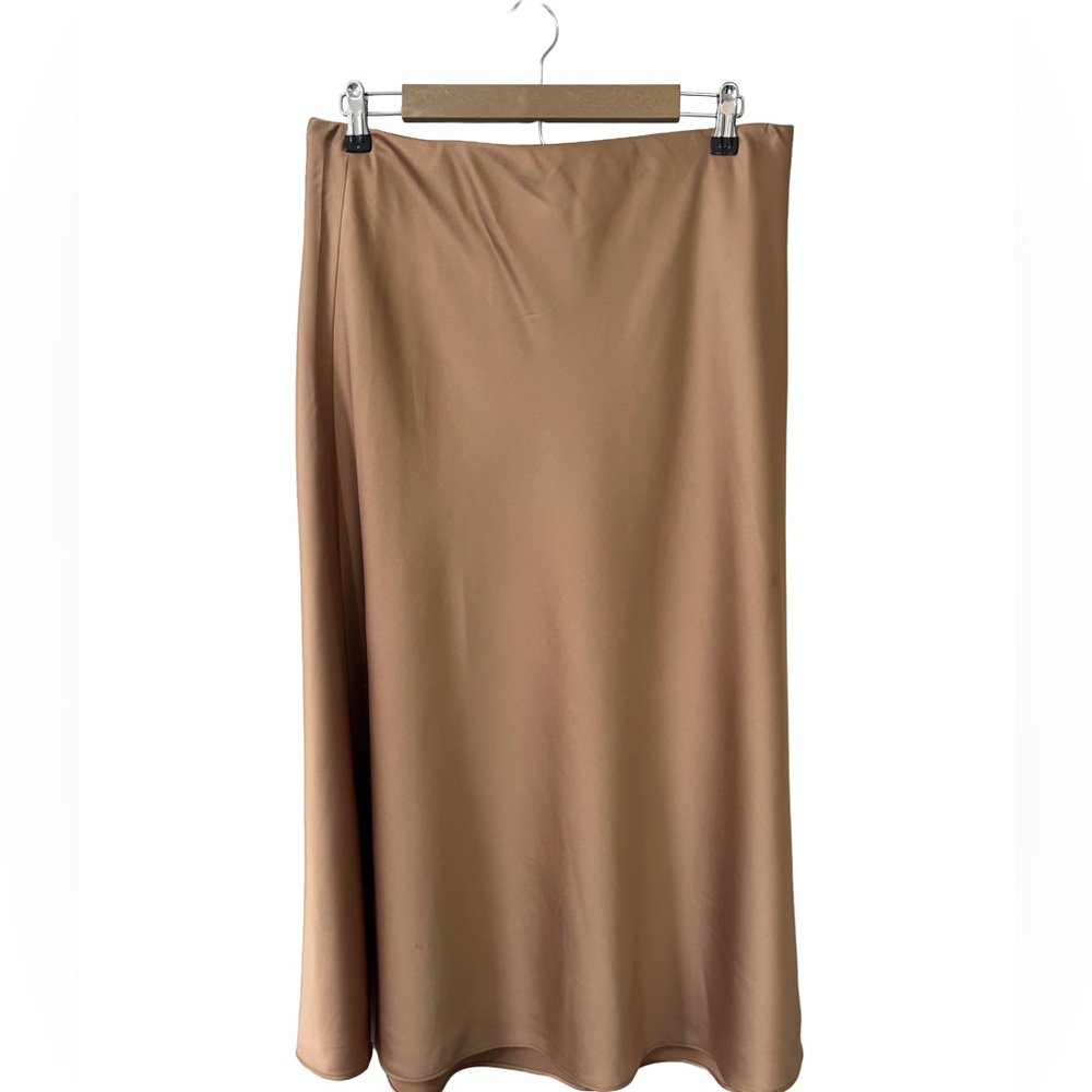 Ann Taylor Golden Tan Satin Maxi Skirt
